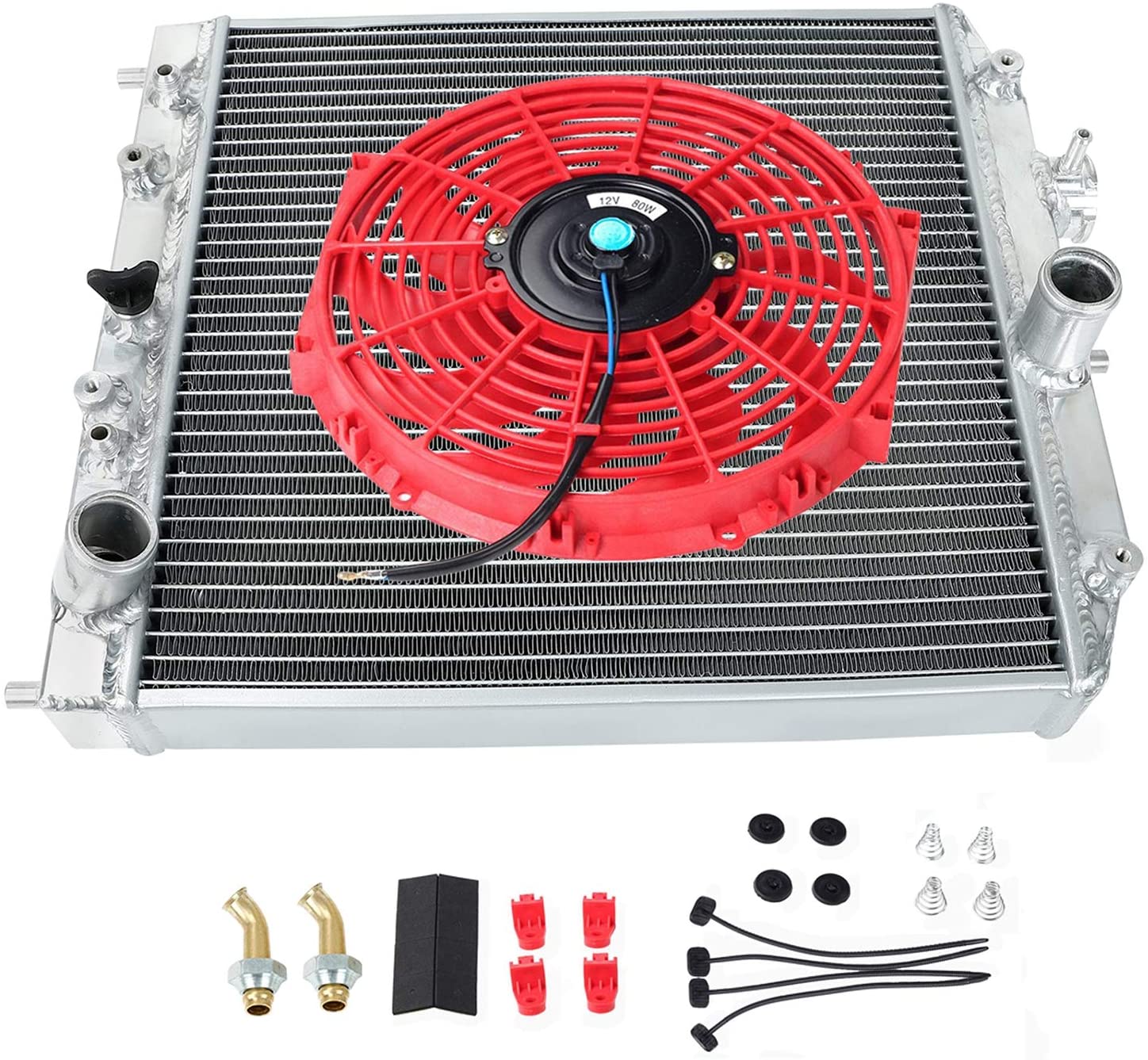 Compatible with 92-00 Honda Civic Dual 3 Row Core Lightweight Performance Aluminum Radiator + 12