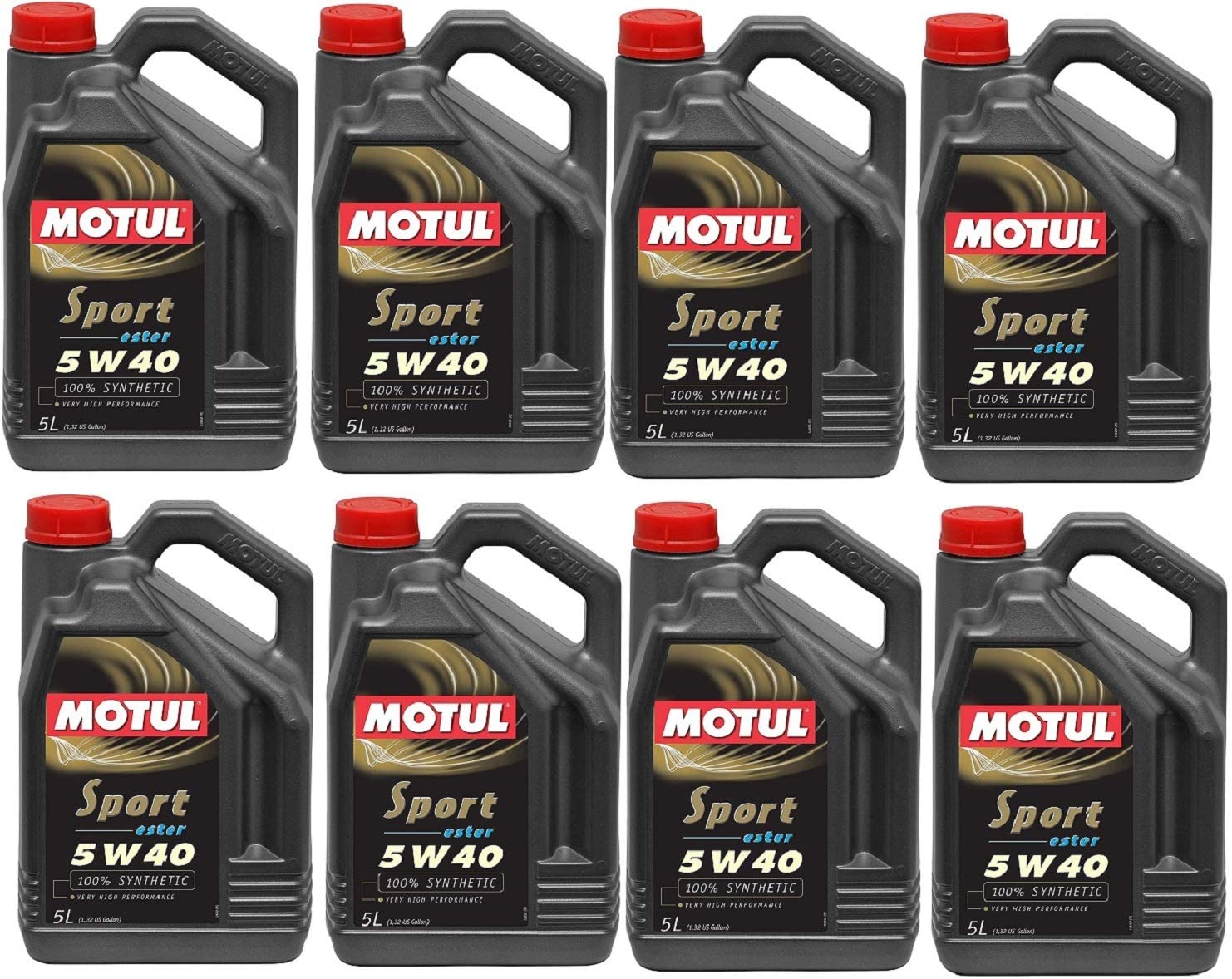 Motul 105700 Set of 8 Sport 5W-40 Motor Oil 5-Liter Bottles
