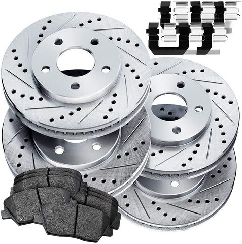 Fit Lexus, Toyota ES300, Camry Front Rear Drill Slot Brake Rotors Kit+Ceramic Pads