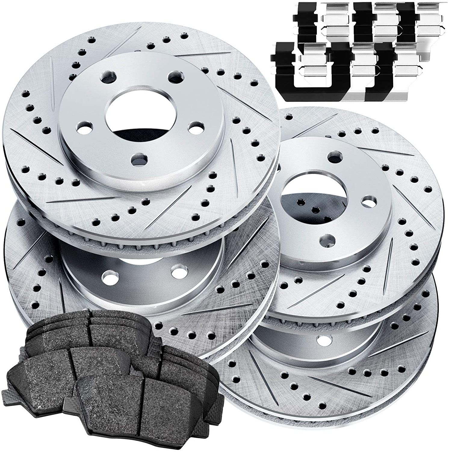 Fit 2004-2008 Acura TL PowerSport Full Kit Drill/Slot Brake Rotors+Ceramic Pads