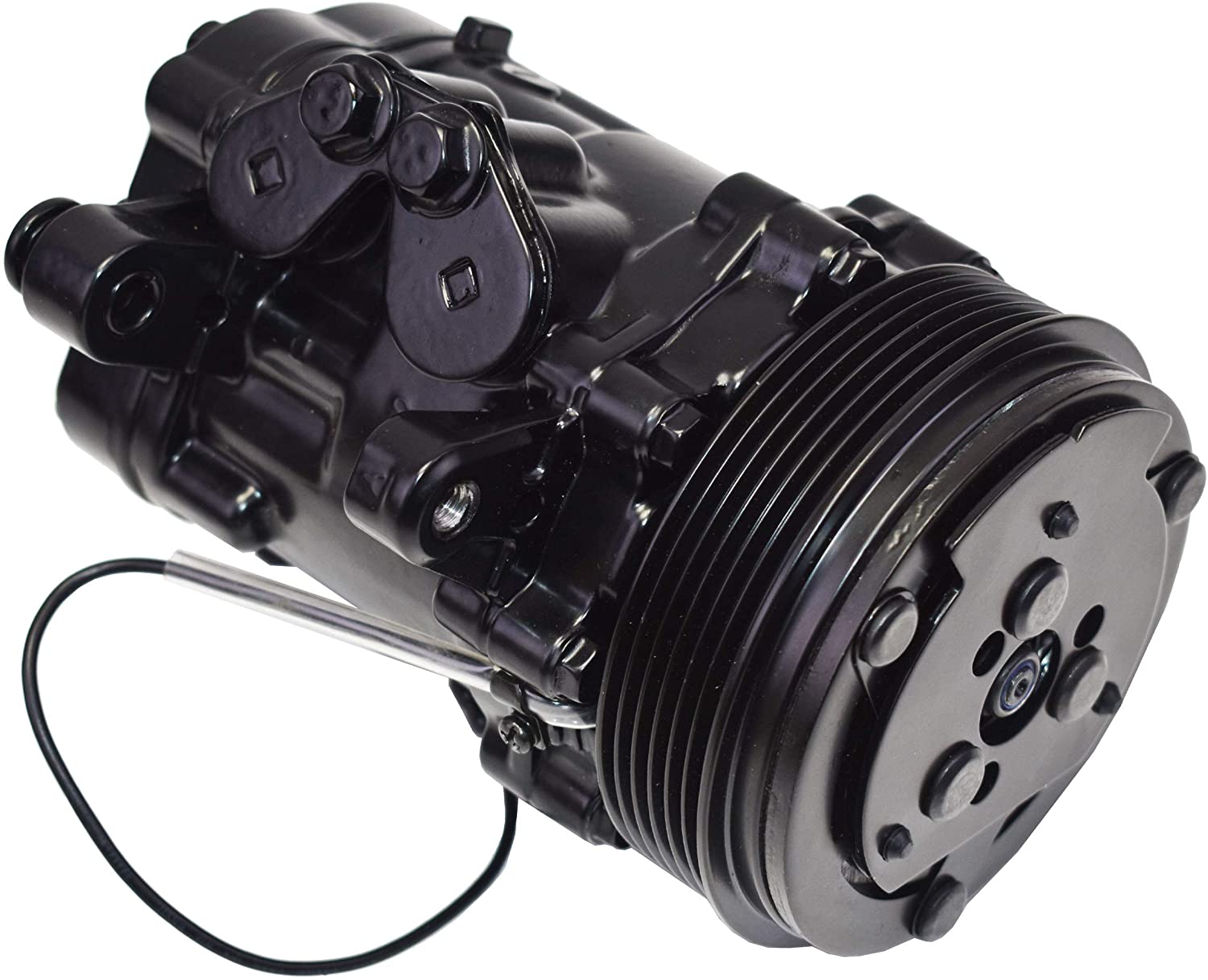 A-Team Performance HC5005BK A/C Compressor Sanden SD-7 Type 6-Groove Serpentine Aluminum Housing Chrome