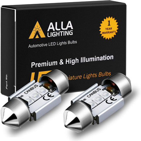 Alla Lighting CAN-bus 31mm Festoon DE3022 DE3175 LED Bulb Super Bright DE3021 3175 6428 SMD for Cars, Trucks Interior Dome, Map, Trunk Lights, Ultra 10000K Blue
