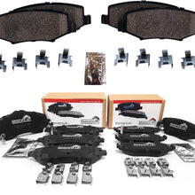 Beefed Up Brakes Heavy Duty Front & Rear Ceramic Brake Pad Kit w/hardware and grease Compatible with 2007-2018 Jeep Wrangler JK/JKU