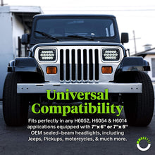 7x6 5x7 LED Headlights H6054 H5054 [Black Finish] [45W] [H4 Plug & Play] [Low/High Beam: 6/15 LEDs] - H6054LL 69822 6052 6053 Head Light for Jeep Wrangler YJ Cherokee XJ