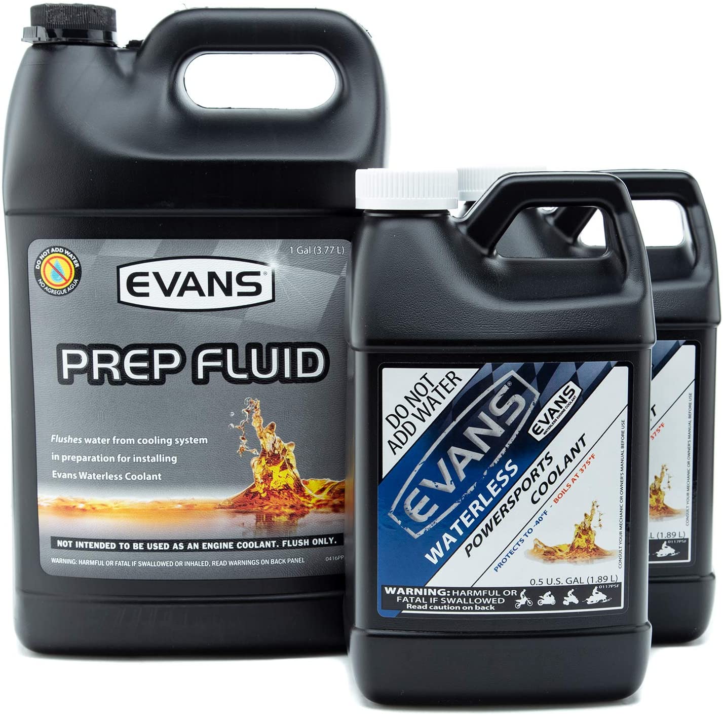 Evans Coolant EC72064 and EC42001 Powersports Waterless Coolant and Prep Fluid Combo Pack, 2 Gallon