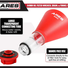 ARES 56025-64mm Oil Filter Wrench, Drain, and Funnel Set for Toyota and Lexus - 3/8-Inch Drive - Easily Remove Oil Filters on 4-Cylinder Engines - Spill-Free Oil Drain and Refill