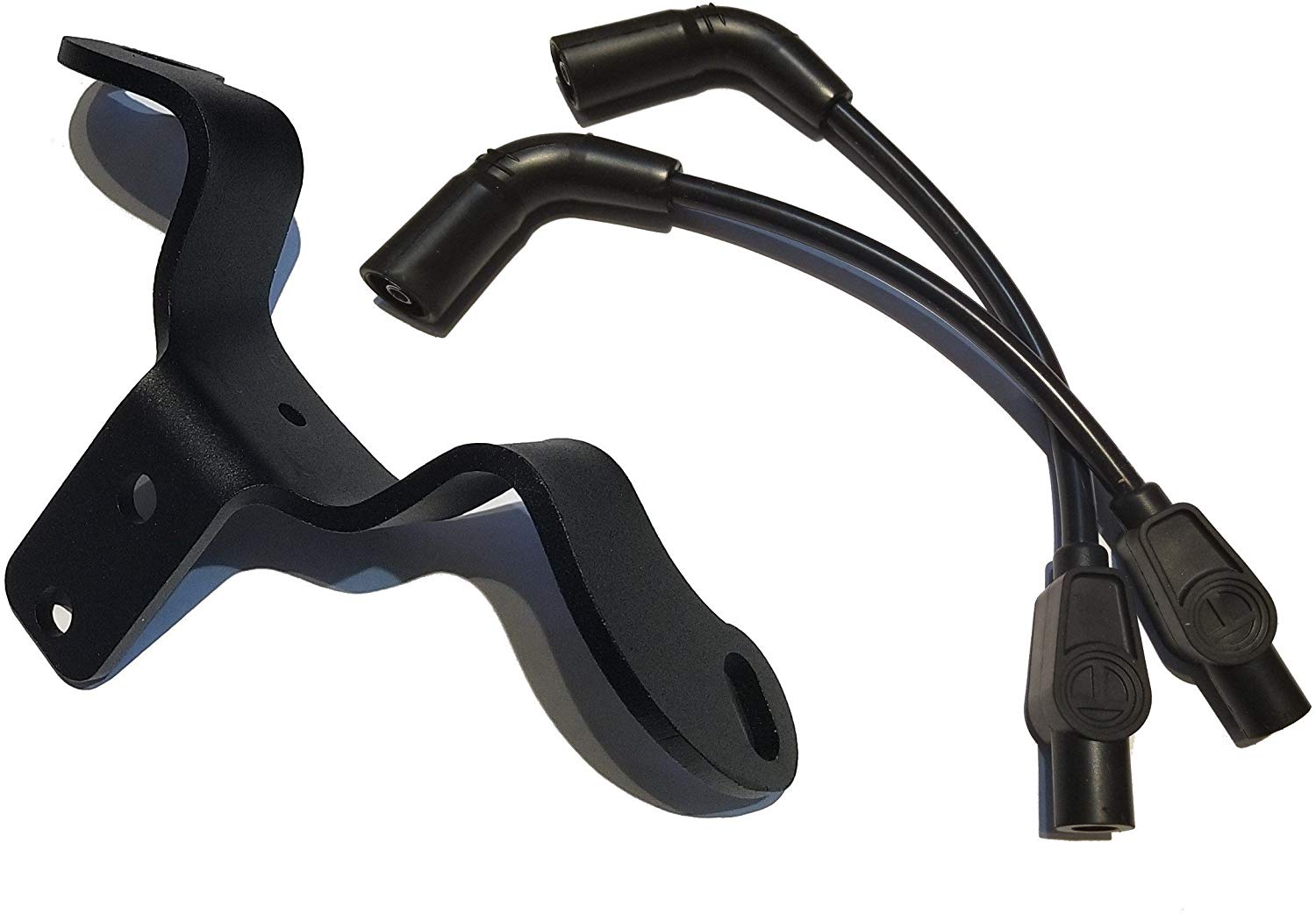 JBSporty Coil and Ignition Relocation Bracket w/Black Taylor Wires Harley Davidson Sportster, Nightster, 72, 48 Iron Roadster 883 1200