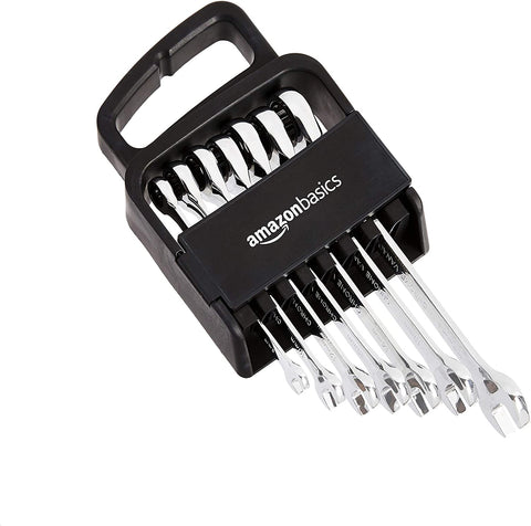 AmazonBasics Ratcheting Combination Wrench Set - Metric, 7-Piece