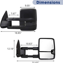 HF AUTOPARTS Towing Mirrors Compatible with 2003-2007 Chevy , Silverado Side Mirror, GMC Sierra Tow Mirrors, Pair Power Heated with Turn Signal Light Backup Lamp Extendable Pair Set