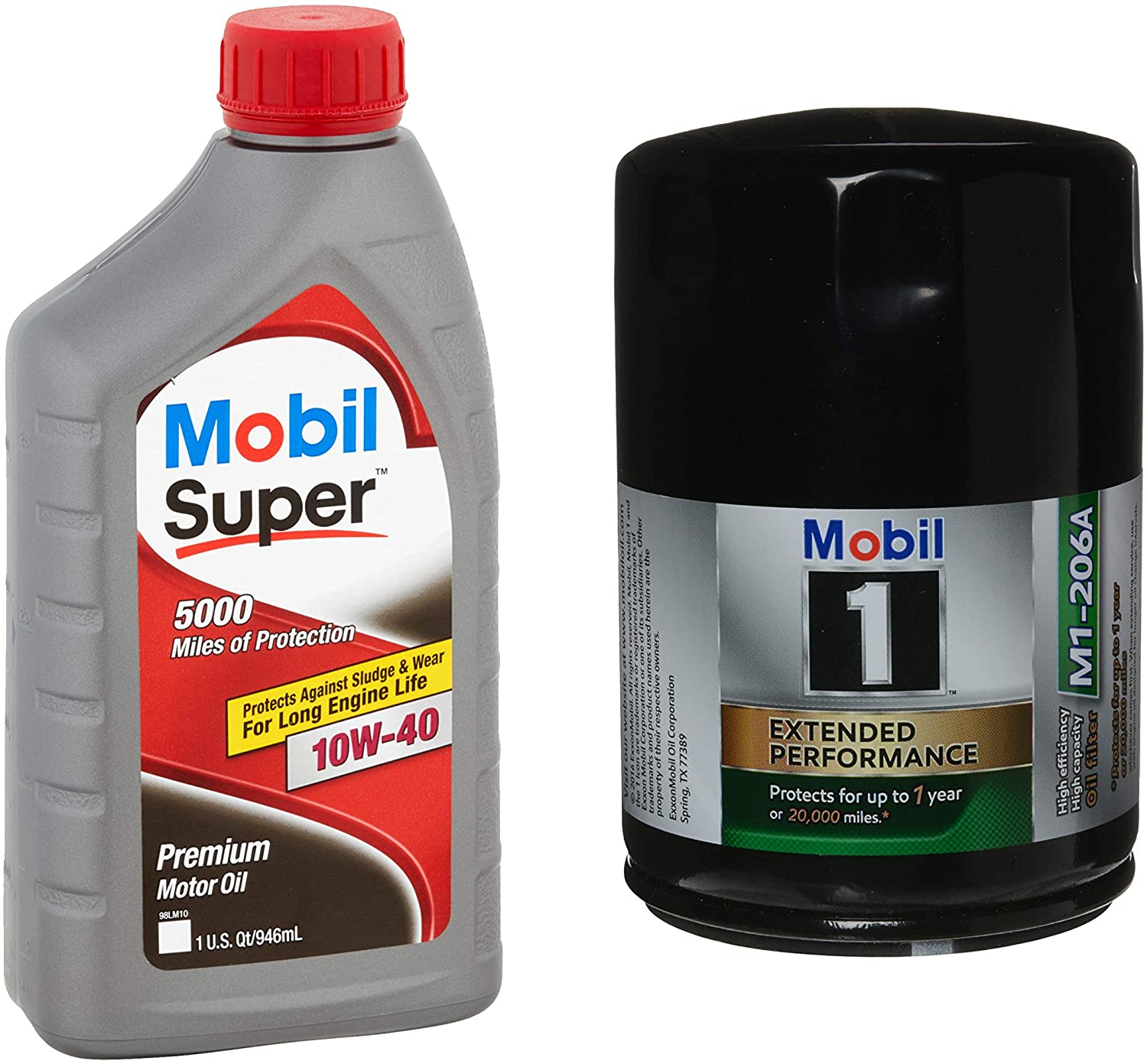 Mobil 1 Mobil Super 10W-40 Premium Motor Oil, 1-Quart, Single Bundle M1-206A Extended Performance Oil Filter
