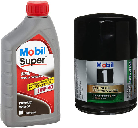 Mobil 1 Mobil Super 10W-40 Premium Motor Oil, 1-Quart, Single Bundle M1-206A Extended Performance Oil Filter