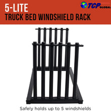 TCP Global 5-Lite Truck Bed Windshield Rack - Mobile 5 Slot Auto Glass Cargo Protection Management Rack - Safety Rubber Foam Pads, Mast Locks - Replacement Windshield Window Holder