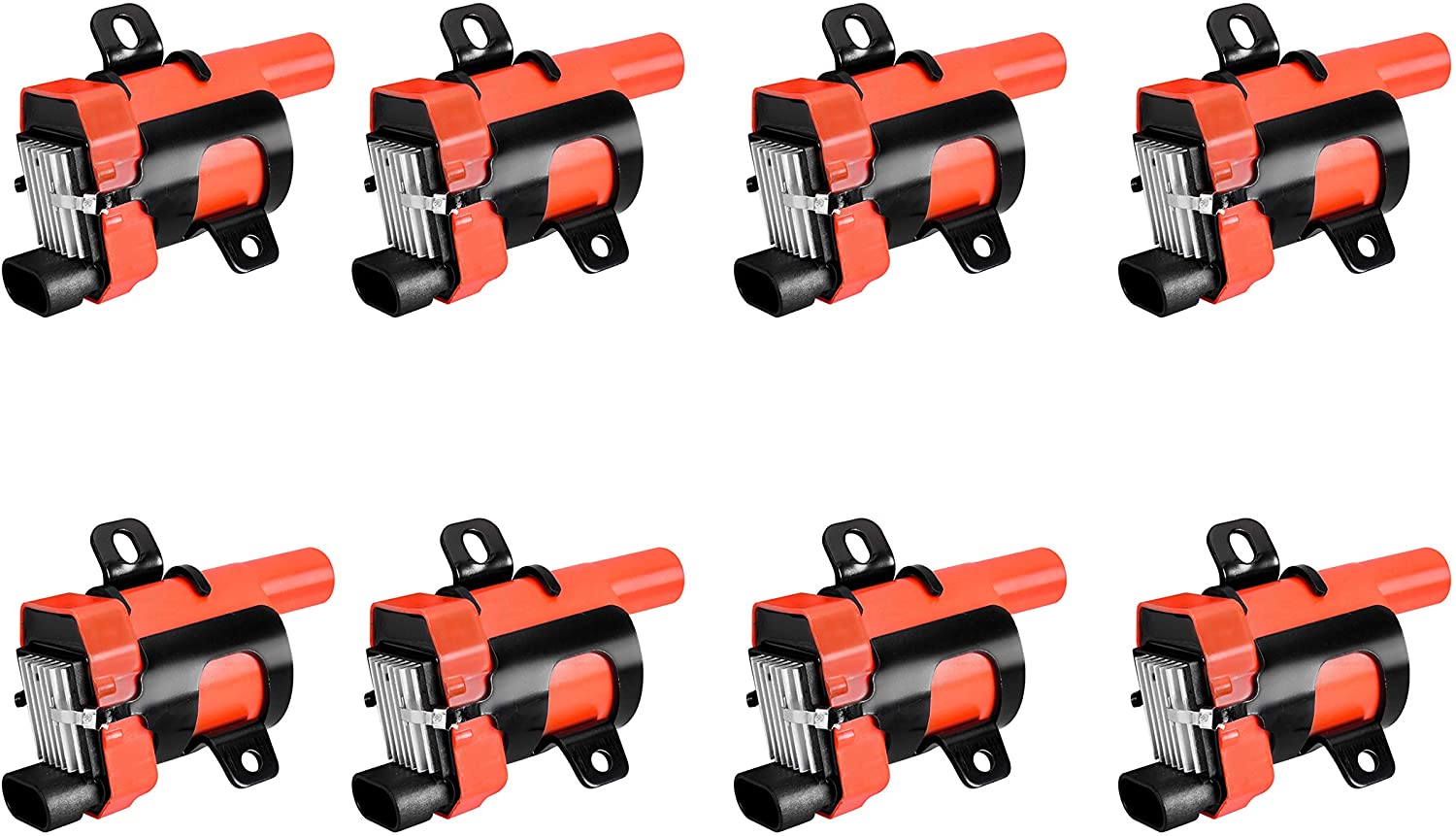 ENA Round Direct Ignition Coil Set of 8 Compatible with 2001-2006 GMC Yukon XL 6.0L 2003-2007 Chevrolet Express 1500 3500 Silverado (8)