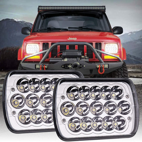 Yorkim 5x7 LED Headlights H6054 Headlight 7x6 inch Sealed Beam Square Headlamp with High Low Beam Dot Lights for Jeep Wrangler YJ Cherokee XJ 6054 H5054 H6054LL 6052 6053, Pack of 2