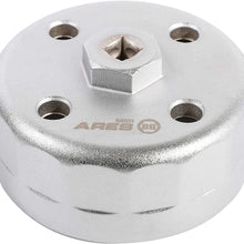 ARES 56041 – Adjustable 3-Jaw Oil Filter Wrench – 2 1/2-Inch to 4 Inch (63mm to 101mm) Capacity – Use with 3/8 or 1/2-Inch Drive Ratchets or 7/8-Inch Wrenches – Carbon Steel Construction