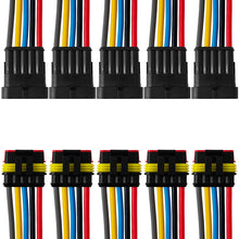 LanHong 5 Pin Way 16 AWG Car Waterproof Electrical Connector Plug with Wire AWG Marine Pack of 5