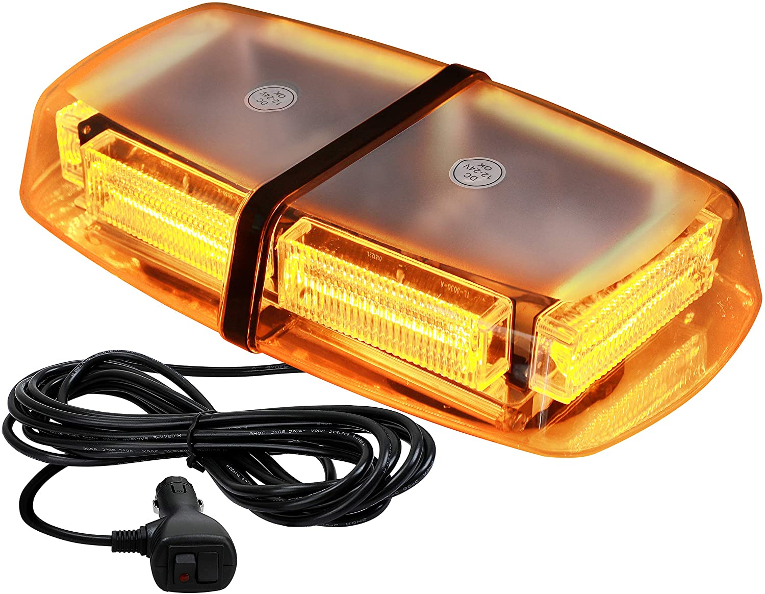 VKGAT 48 LED Roof Top Strobe Lights, Emergency Hazard Warning Safety Flashing LED Mini Bar Strobe Light for Truck Car Snow Plow Vehicles, Waterproof and Magnetic Mount (Amber)