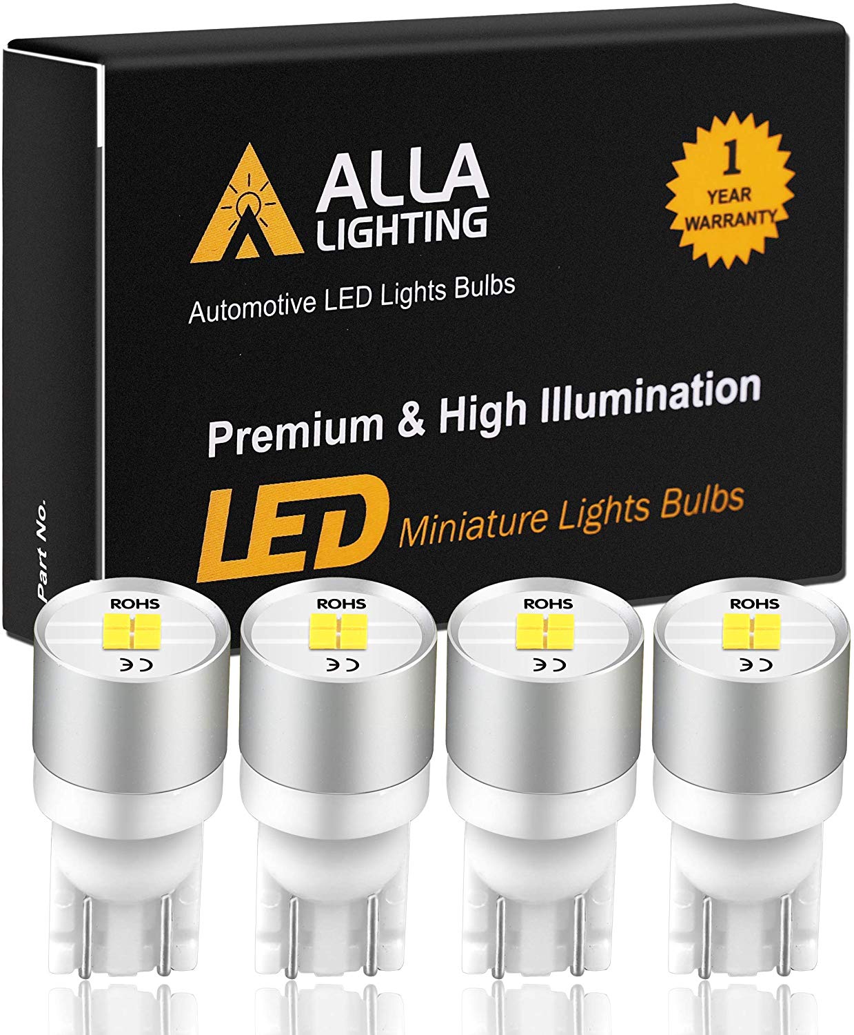 Alla Lighting Newest 194 LED Bulbs Extremely Super Bright T10 168 W5W 2825 175 158 CANBUS Replacement 12V 1616 SMD Car License Plate Light Interior Map Dome Door Lights, 6000K Xenon White