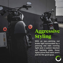 2" 1157 Red Harley Rear LED Turn Signal Tail Brake Light [Pair Set] [Black-Finish] [HALO] [Bullet Style] Turn Signals For Harley Davidson Sportster Street Glide Road King Softail Electra Heritage Dyna