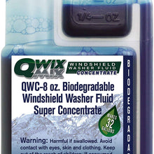 Qwix Mix Biodegradable Windshield Washer Fluid Concentrate, 1 Bottle Makes 32 Gallons, 1/4 oz. Makes 1 Gallon - Bug & Grime Remover, Superior Commercial Grade Glass Cleaner, Single