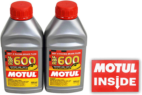Motul (2 Pack) 100949 RBF 600 DOT 4 100% Synthetic Factory Line Racing Brake Fluid with Premium Motul Sticker (2)