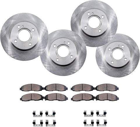 Detroit Axle - Front & Rear Disc Brake Kit Rotors w/Ceramic Pads & Hardware for 1998-1999 Acura CL 2.3L - [1998-2002 Honda Accord 2.3L ONLY]
