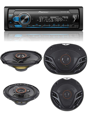 Pioneer Stereo Single DIN Bluetooth In-Dash USB MP3 Auxiliary AM/FM/Digital Media Pandora and Spotify Car Stereo Receiver with Pair of 6.5