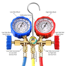3 Way AC Diagnostic Manifold Gauge Set for Freon Charging, Fits R134A R12 R22 and R502 Refrigerants, with 5FT Hose, ACME Tank Adapters, Adjustable Couplers and Can Tap