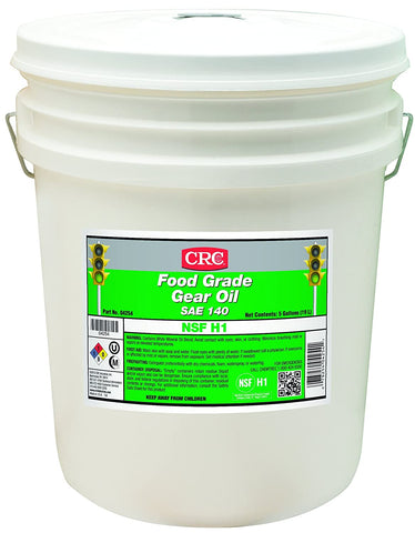 CRC Food Grade Gear Oil, 15 to 375 Degrees Temperature, 5 Gallon Pail, Clear, SAE 140