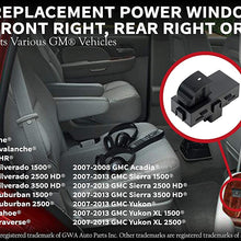 Power Window Switch - Passenger Front Right, Rear Left or Right - Window Buttons - Replaces 22895545, 15888174, 901-149 - Fits GMC Acadia, Sierra, Chevy Silverado, Tahoe Years 2006 - 2015 and more
