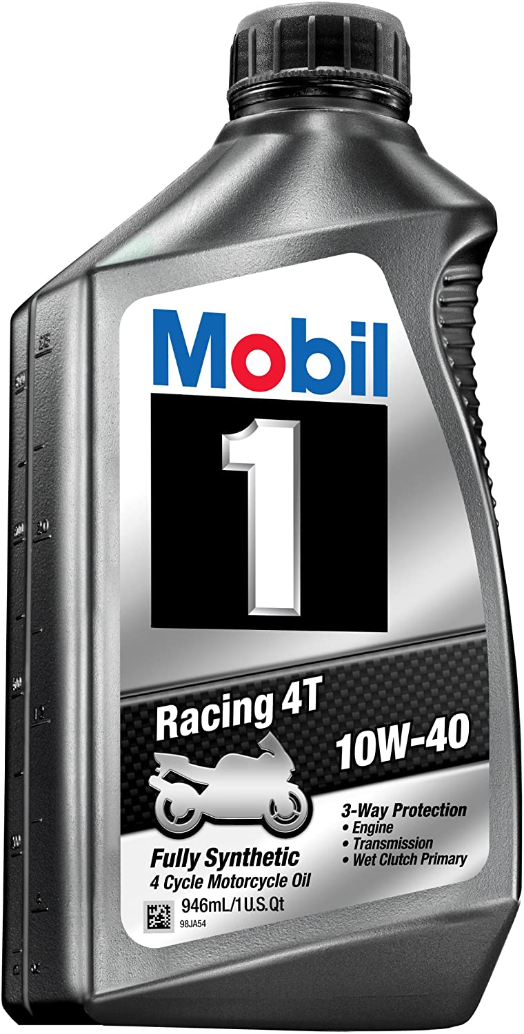 Mobil 1 98JA11 10W-40 Racing 4T Motorcycle Oil for Sport Bikes - 1 Quart (Pack of 6)