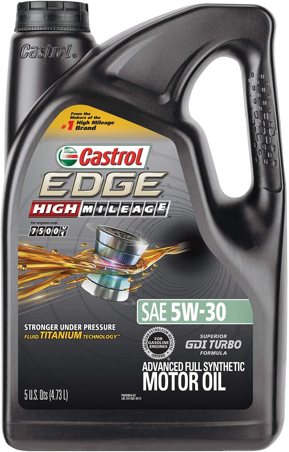 Castrol 03128C EDGE High Mileage 5W-30 Advanced Full Synthetic Motor Oil, 5 quart