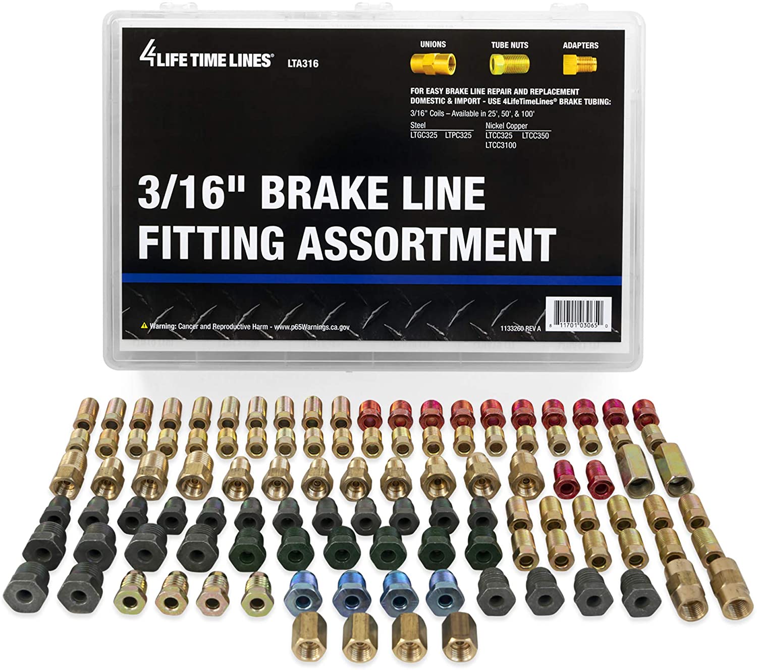 4LIFETIMELINES Fitting Assortment, Union, Adapter, 24 SKU - 3/16 Inch Tube Nut