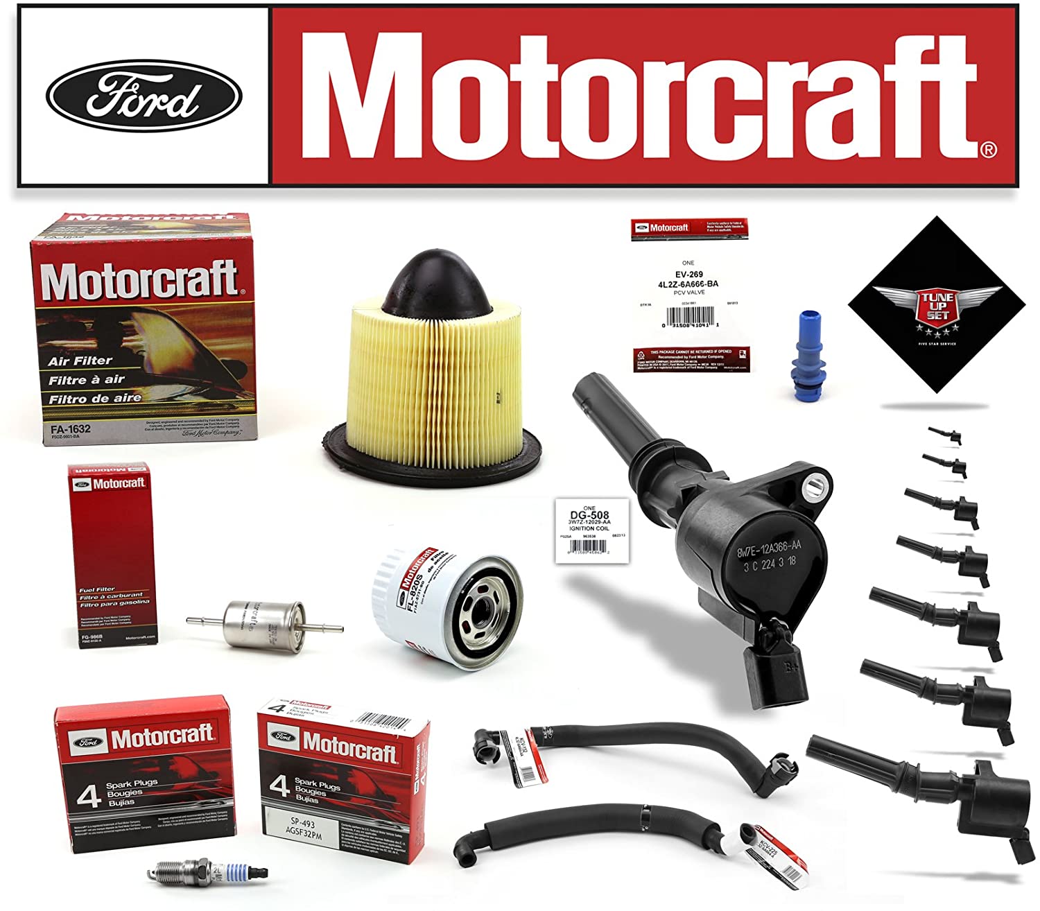 MOTORCRAFT TUNE UP KIT 2004-2005 F150 V8 4.6L IGNITION COIL DG508