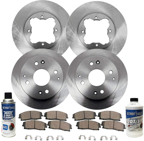 Detroit Axle - All (4) Front and Rear Disc Brake Kit Rotors w/Ceramic Pads w/Hardware & Brake Kit Cleaner & Fluid for 1993 1994 1995 1996 1997 Honda Accord - [1997 Acura CL]