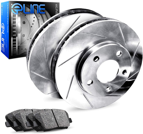 For 2016-2017 Hyundai Tucson Rear eLine Slotted Brake Rotors+Ceramic Brake Pads
