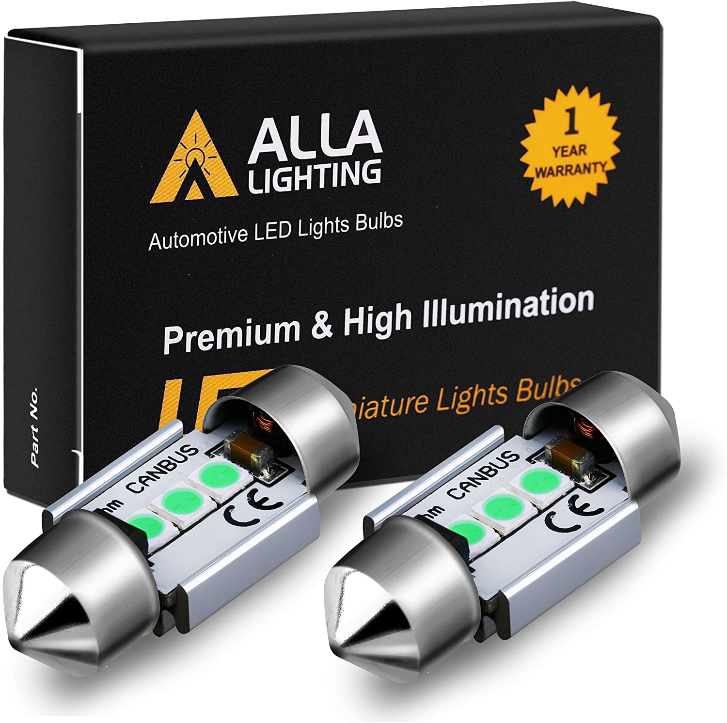 Alla Lighting Super Bright DE3022 DE3175 LED Bulbs Ice Blue 31mm CAN-BUS Festoon Cars, Trucks LED Interior Dome Map Trunk Step Courtesy Lights DE3021 3175 6428