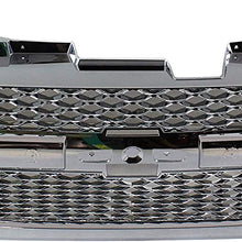 Grille Assembly Compatible with 2004-2012 Chevrolet Colorado Mesh Insert Chrome Shell and Insert 2-Piece Design