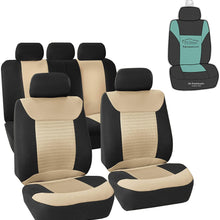 FH Group FB062102 Premium Fabric Pair Set Car Seat Covers, Airbag Compatible and Split Bench, Solid Black Color with Gift - Universal Fit