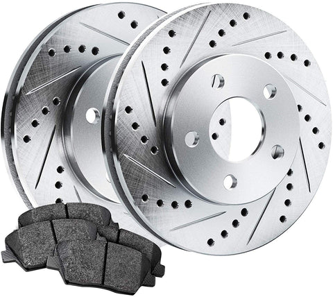 PowerSport Rear Drill Slot Rotors + Ceramic Brake pads BLCR.03003.02