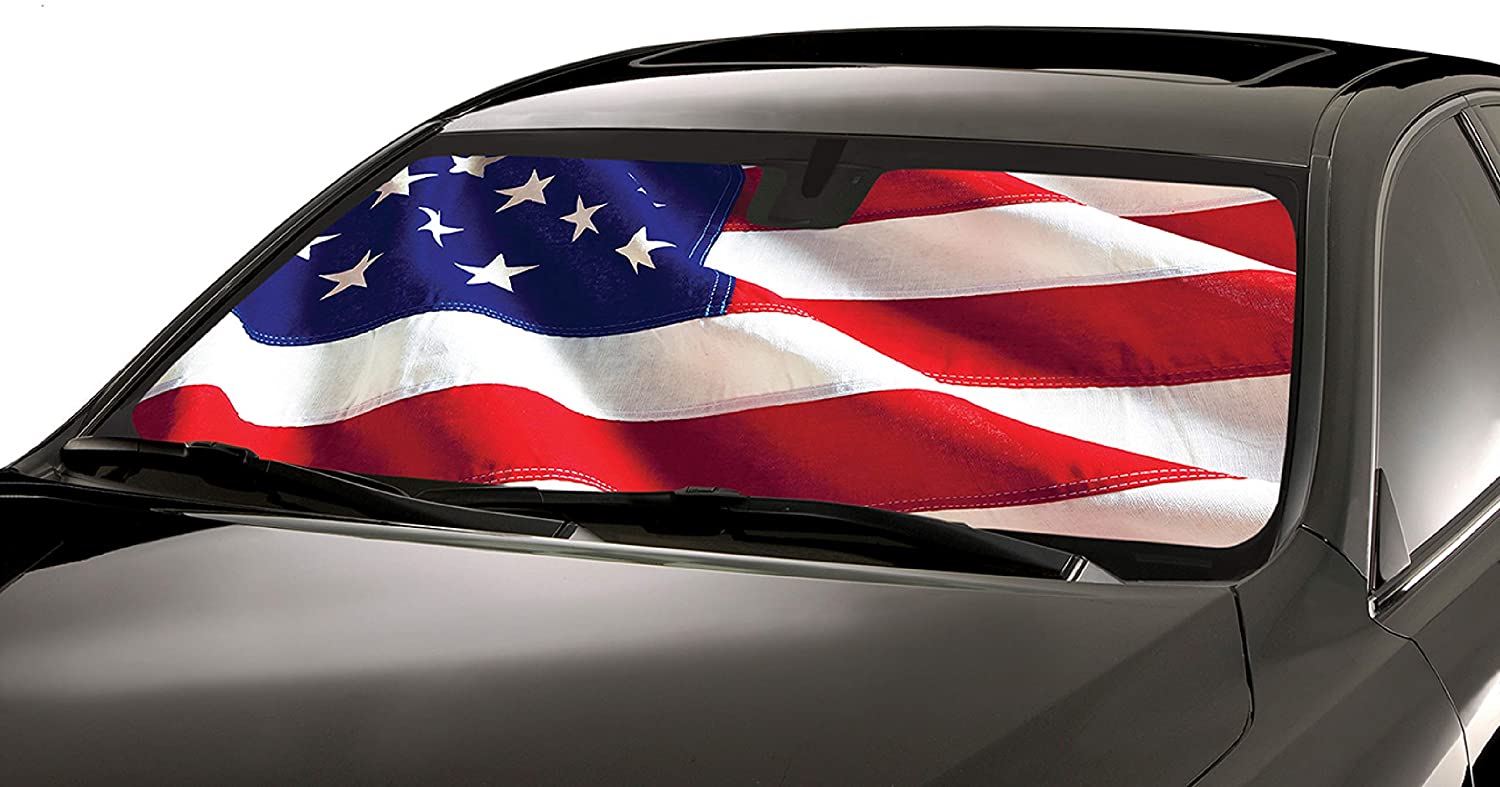 Intro-Tech NS-89-US RW&B Custom Fit American Flag Windshield Sunshade for Select Nissan Rogue Models