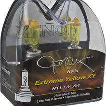 Optilux Hella H71071132 XY Series H11 Xenon Yellow Halogen Bulbs, 12V, 55W, 2 Pack