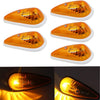 5 Pack Kaper White Base Teardrop Amber Roof Light Truck Cab Clearance Marker Light Turn Signal Light Complete (5)