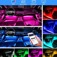 Govee Interior Car Lights, Car LED Strip Light Upgrade Two-Line Design Waterproof 4pcs 48 LED APP Controller Lighting Kits, Multi DIY Color Music Under Dash Car Lighting with Car Charger, DC 12V