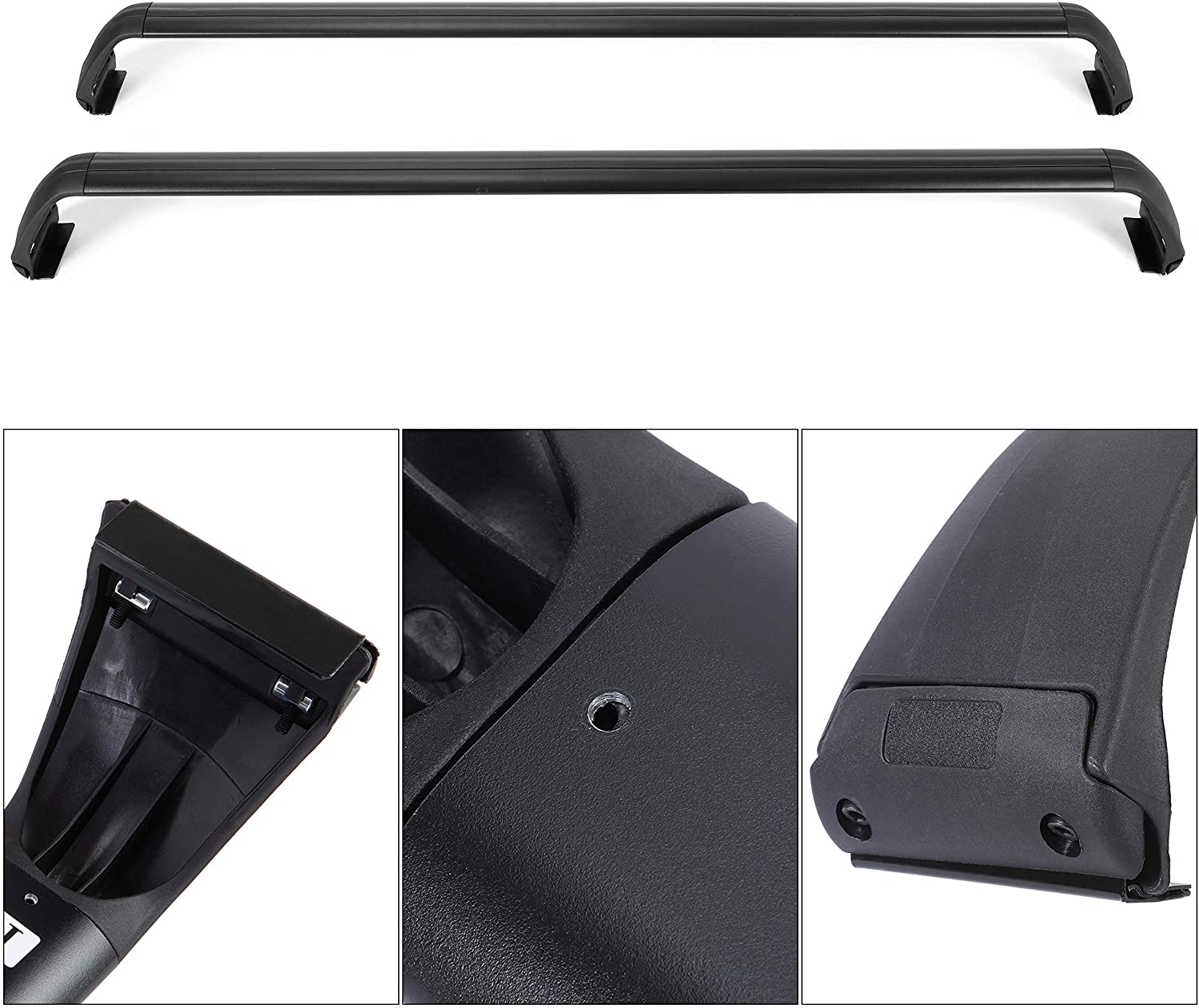 ECOTRIC Car Roof Rack Cross Bars Compatible with 2007-2021 Wrangler JK JL Unlimited 2&4 Door Aluminum Rooftop Cargo Carrier Bag Luggage Kayak Canoe Bars (for Hard Top)