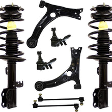 Detroit Axle - 8PC Front Complete Coil-Spring Strut Assemblies + Front Lower Control Arms w/Ball Joints & Front Sway Bars for 2009 2010 2011 2012 2013 Toyota Corolla 1.8L