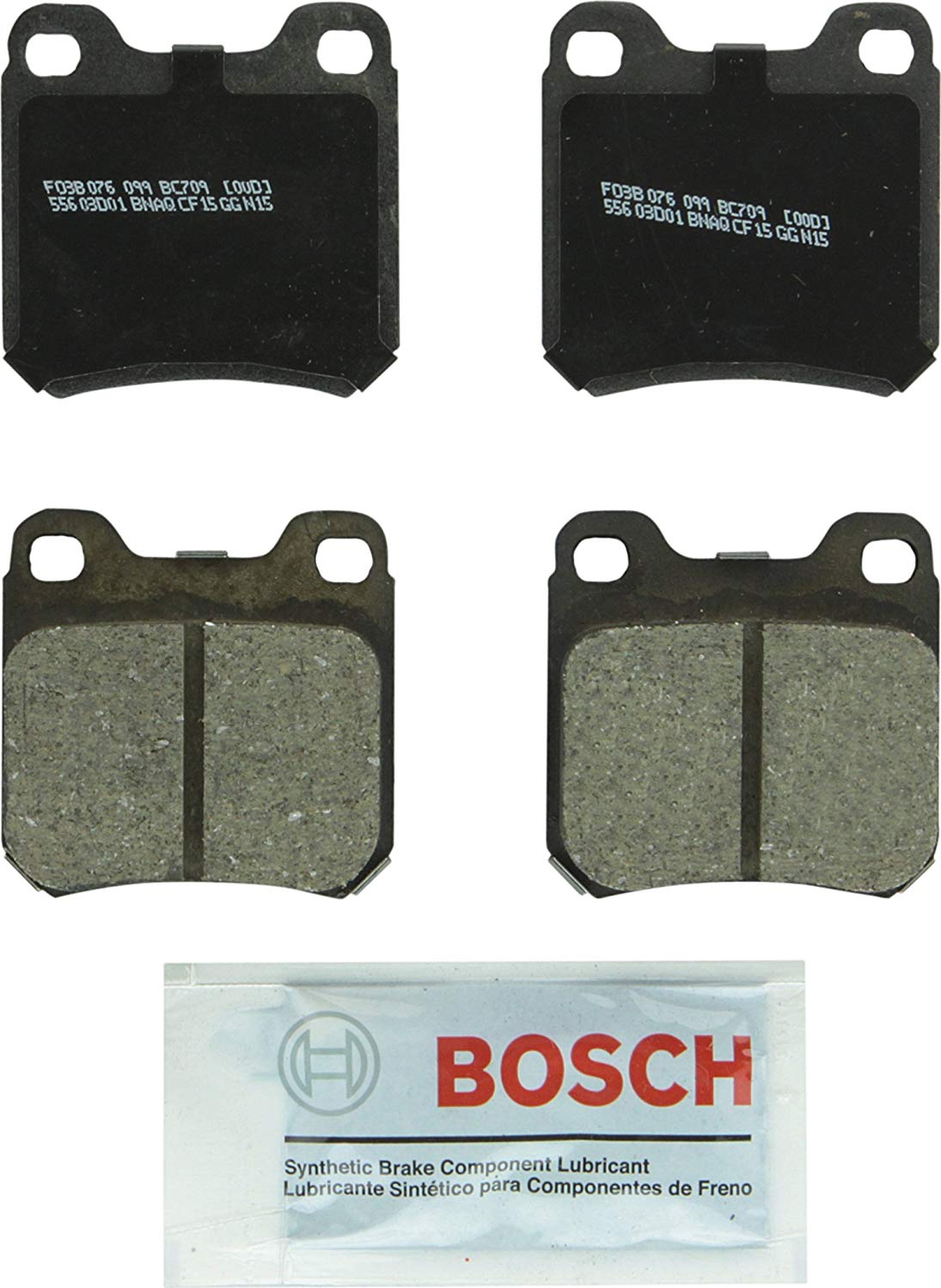 Bosch BC709 QuietCast Premium Ceramic Disc Brake Pad Set For Cadillac: 1997-01 Catera; Saab: 1997-98 900, 1999-03 9-3; Saturn: 2001-05 L300, 2000 LS, 2000 LS1, 2000 LS2, 2000 LW2, 2001-03 LW300; Rear