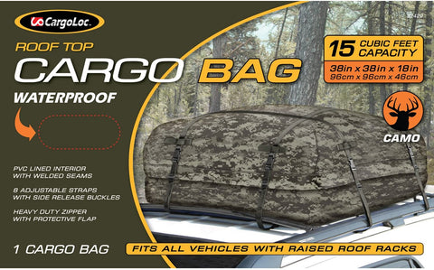CargoLoc 32429 Camo Roof Top Cargo Bag, 15-Cubit Feet, 38-Inch x 38-Inch x 18-Inch