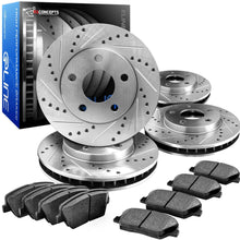 R1 Concepts CEDS10650 Eline Series Cross-Drilled Slotted Rotors And Ceramic Pads Kit - Front and Rear
