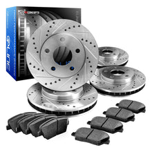 R1 Concepts CEDS10975 Eline Series Cross-Drilled Slotted Rotors And Ceramic Pads Kit - Front and Rear